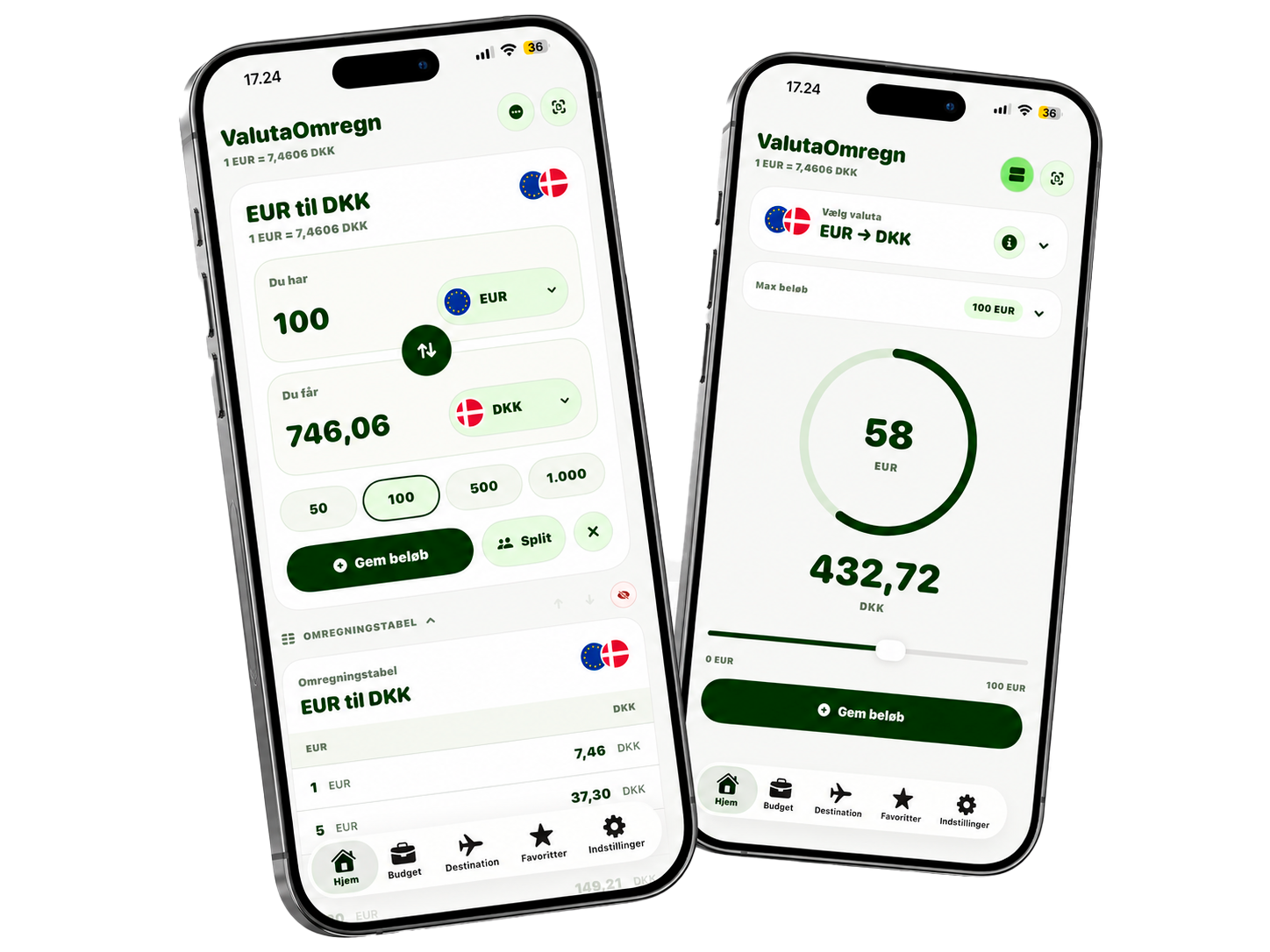 ValutaOmregn app på iPhone
